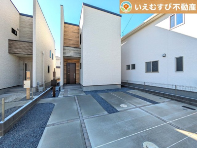 【外観】 | 熊谷市別府第8期 | 清潔感ある白を基調としたシンプルモダンな落ちついた外観
