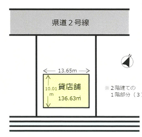 近江八幡市西庄町の店舗事務所の区画図