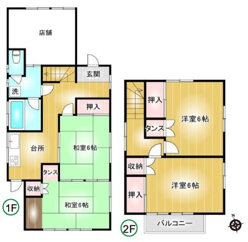 前橋市朝日町2丁目　店舗付中古住宅の間取り