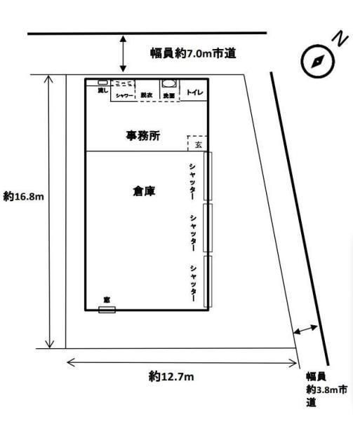 大津市本堅田１丁目の倉庫の区画図