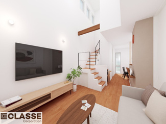 【完成予想図】 | 宇治市木幡檜尾2区画B号地　売土地　建築条件付き | アトリエスタイルハウス仕様の窓はペアガラス、サッシはアルミ×樹脂複合のハイブリットサッシを採用。ガラスの間には断熱性の高いアルゴンガスを充填しておりますので、より断熱性能が高まる仕様になっております。