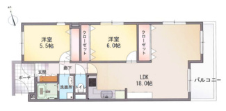 【間取り】 | サンプリンス瑞穂 | お二人様におすすめの２LDKの間取りです♪室内リフォーム済みでお待たせ無しで即ご入居していただけます！