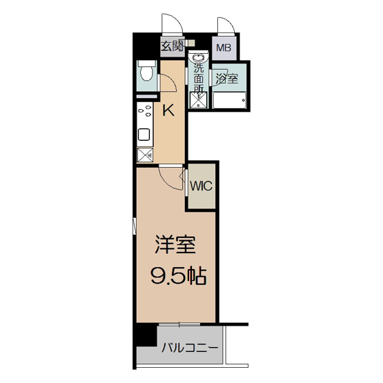 【間取り】 | フェアリー阿倍野 | 洋室9.5帖のＢＩＧルーム