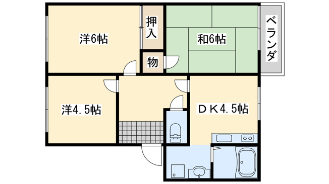 【間取り】 | フレグランス二色A棟