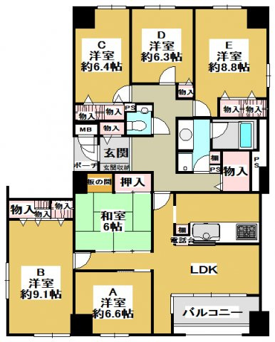 【間取り】 | 三田カルチャータウン・リフォレＡ棟　関学男子シェアハウス101号室 | 三田カルチャータウン・リフォレＡ棟　シェアハウス