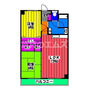 【間取り】 | サンコーポ三筑 | サンコーポ三筑の間取り