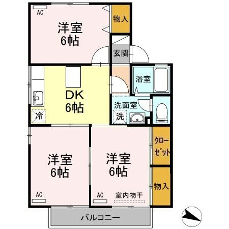 【間取り】 | セジュール西桃山B
