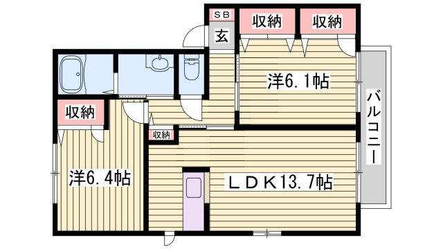 シャーメゾン魚住Ⅱの間取り