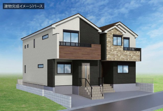 【横浜市保土ケ谷区初音ケ丘45-5全２棟新築戸建て２号棟】★仲介手数料無料★（初音ヶ丘小学校・橘中学校）の外観パース|外観イメージパースです。