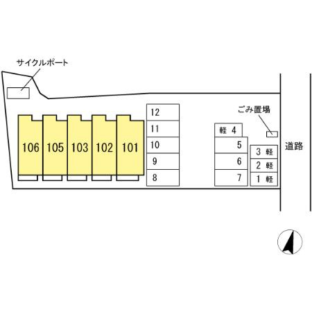 熊本市東区小山２丁目のアパートの区画図