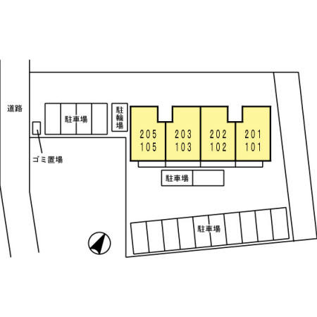 熊本市東区御領５丁目のアパートの区画図