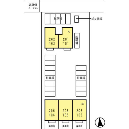 SOHO'S 吉尾 Ｂ棟の区画図
