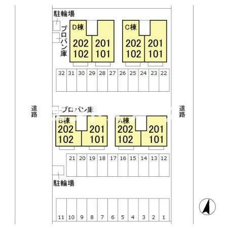 パーチェ　Ｄの区画図|高崎、前橋、伊勢崎エリアのお部屋探しはエンドスケープまで！お客様の理想お聞かせ下さい♪