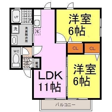 姫路市玉手３丁目のハイツの間取り