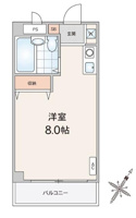 ８帖の広々ワンルーム