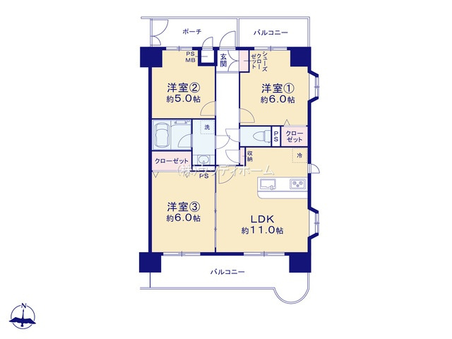 ライオンズマンション武里　中古マンションの間取り