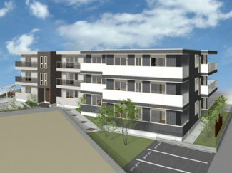 【外観】 | ※外観パース※2024年5月完成！ダイワハウス施工の新築共同住宅♪グリーンライン「高田」駅まで徒歩8分！通勤通学・お買物にも便利な立地です☆