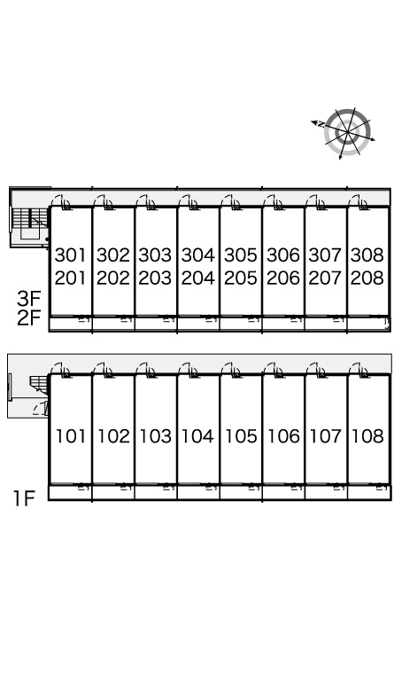 レオパレスイーストビレッジ2の区画図