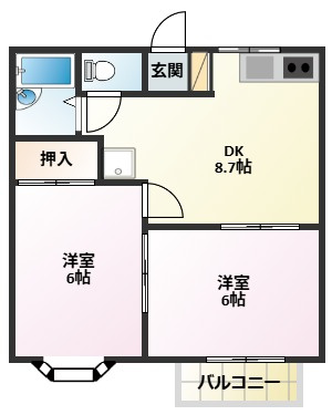 【間取り】 | 広めの２ＤＫです