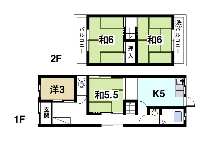 山口一戸建(北)の間取り|ファミリーさんにおススメの間取りです。