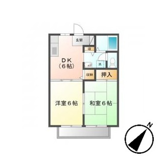 【間取り】 | サンライフ中川B | 2DK