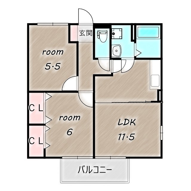 西中居ハイツ　Ｂの間取り|高崎、前橋、伊勢崎エリアのお部屋探しはエンドスケープまで！お客様の理想お聞かせ下さい♪