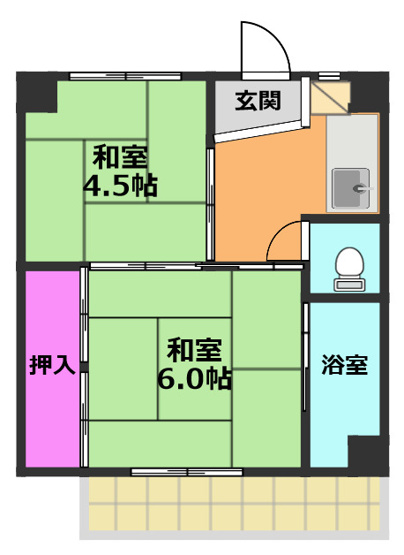 【間取り】 | ビレッジハウス萩庄1号館