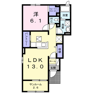 【間取り】 | ソレイユ横島Ｂ | 間取図