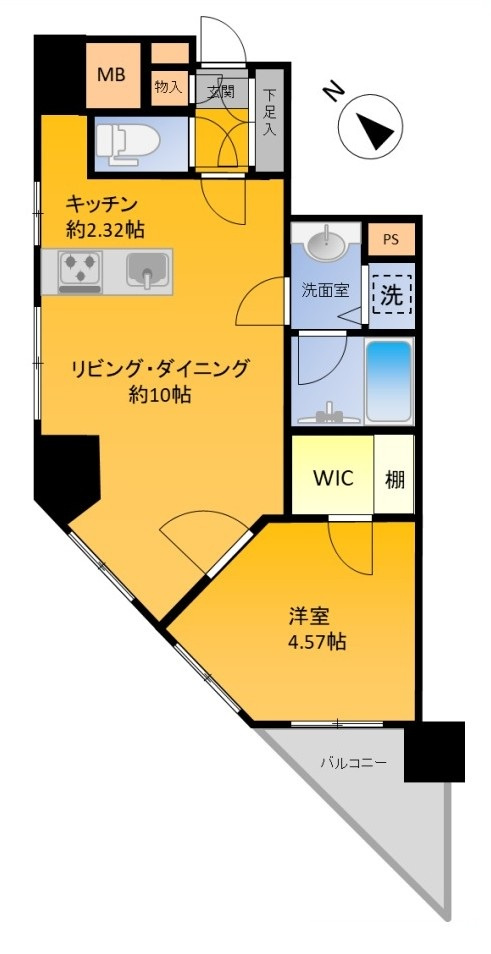ジェイパーク東大前タワーウエストの間取り|1LDK