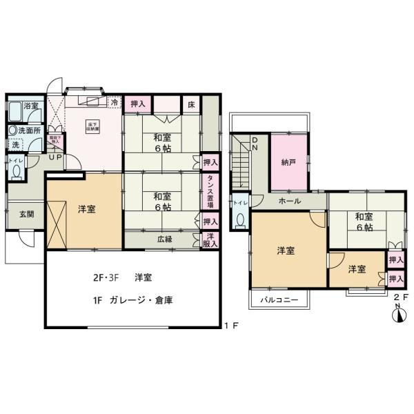 和歌山市小雑賀　中古戸建の間取り|6SLDK、土地面積190.6平米、建物面積142.16平米