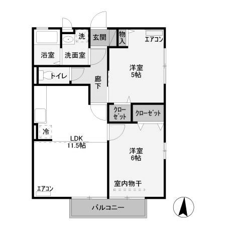 【間取り】 | 西中居ハイツ C