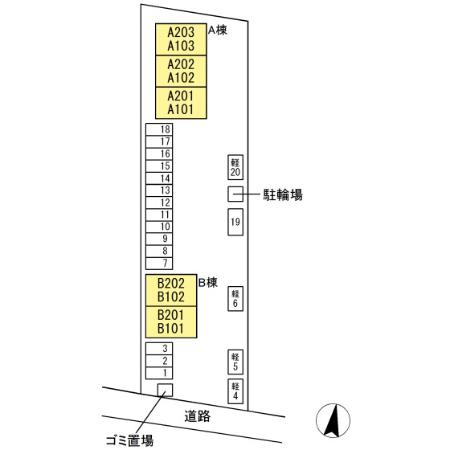 ファインシーク　B棟の区画図