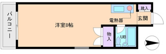 【間取り】 | シャレール長居 | 南向きバルコニーの１Rです！