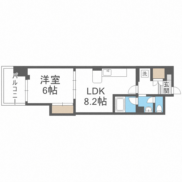 大阪市中央区瓦屋町３丁目の賃貸マンションの間取り
