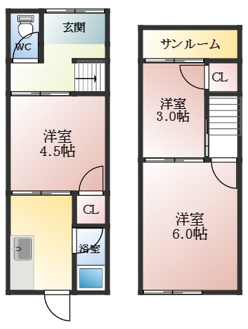 【間取り】 | 岡５丁目貸家