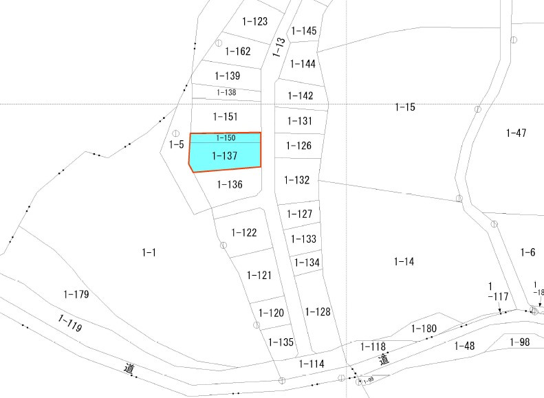 売地　小川町西小川の区画図