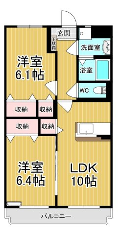 【間取り】 | Y.Mジェイド | 使いやすい2DKの間取りです。