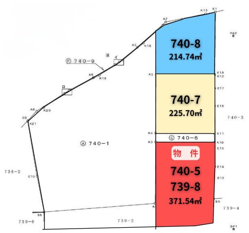 津山市宮尾　売地　740-5　112坪の土地図