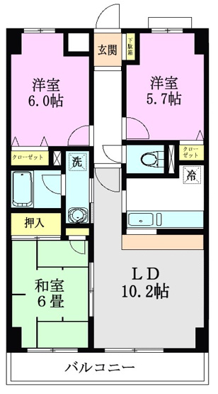 【間取り】 | スターハイム朝霞 | ※間取り反転