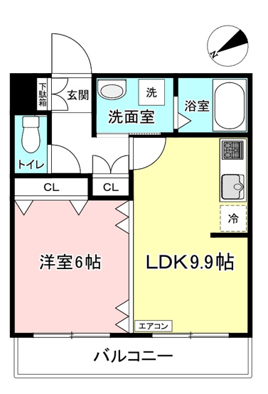 【間取り】 | Salida仲町台/サリーダ仲町台 | 1LDKタイプはキッチンと寝室を分けたい方におすすめです☆カップルさんや新婚さんにも大人気！なんと言っても角部屋なのが嬉しい♪