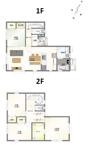 【間取り】 | 【新築分譲住宅】 東根市中央 | 2880万円、4LDK、土地面積269.78m2、建物面積104.34m2