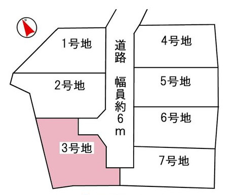 明石市二見町福里2期　全7区画　第3号地　土地の区画図|●資料・カタログのご請求無料●現地見学可能●建築条件なしの為、お好きなハウスメーカーにて建築可能です。