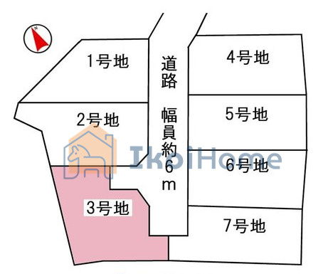 明石市二見町福里2期　全7区画　第3号地　土地の区画図|●資料・カタログのご請求無料●現地見学可能●建築条件なしの為、お好きなハウスメーカーにて建築可能です。