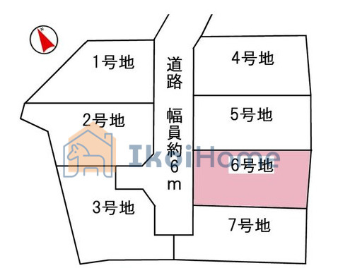 明石市二見町福里2期　全7区画　第6号棟　土地の土地図|●資料・カタログのご請求無料●現地見学可能●建築条件なしの為、お好きなハウスメーカーにて建築可能です。