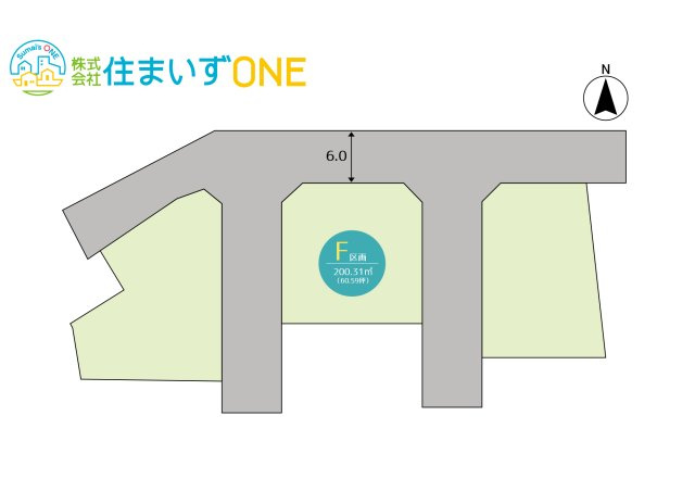 【土地図】 | 山形市大字志戸田☆全8区画☆　F区画 | F区画の区画図です(^^♪