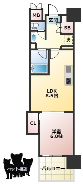 マスターズレジデンス道頓堀Ⅱの間取り