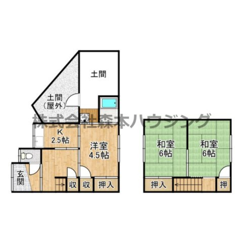 【間取り】 | 　北岸和田貸家