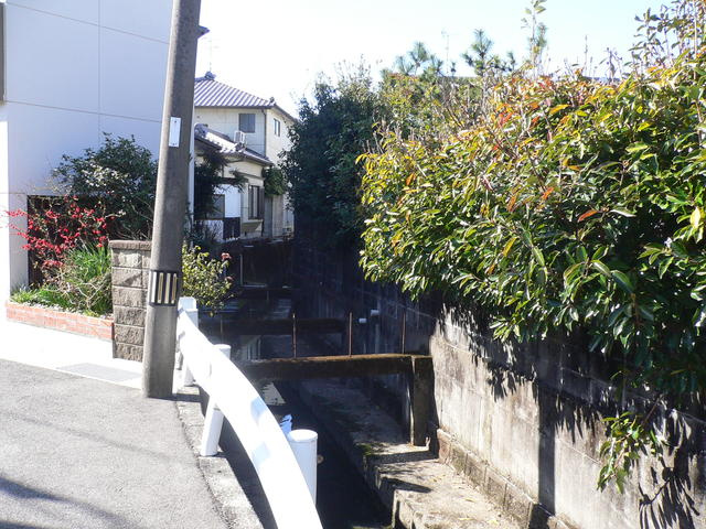 高知市十津3丁目の周辺|南東側の水路