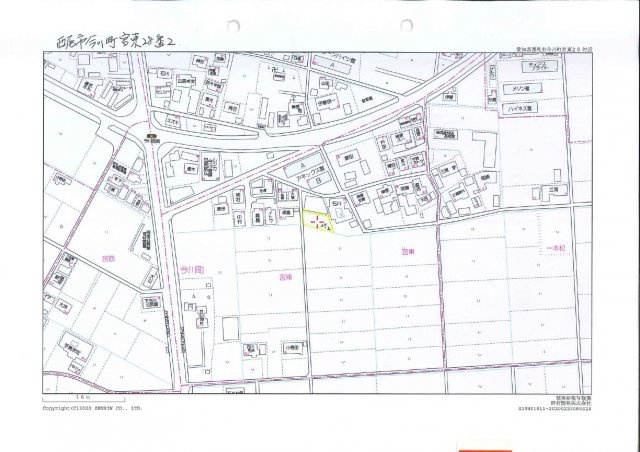 西尾市今川町宮東の売地の地図