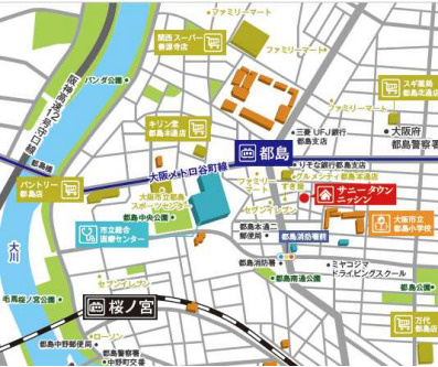 大阪市都島区都島本通３丁目の店舗一部の地図